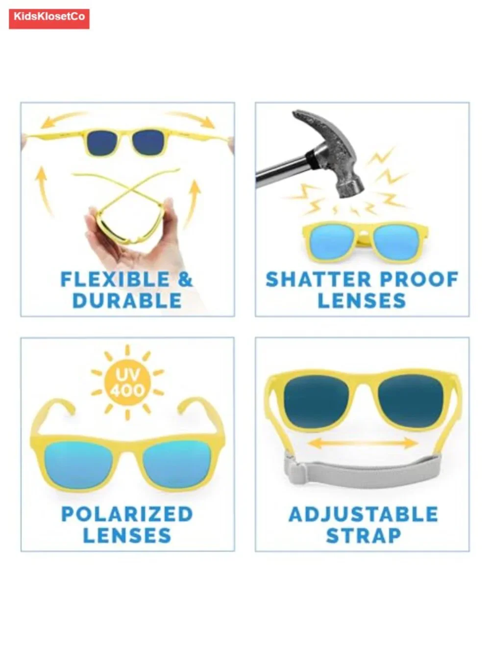 Flexible Polarized Kids Sunglasses with Strap - UV400 Protection